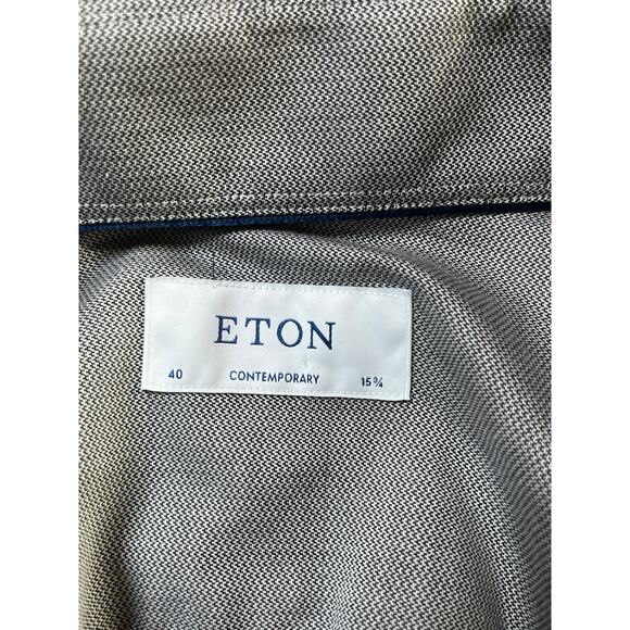 Eton‎ Contemporary Dress Shirt Mens Size 15 3/4 40 Gray Stretch Button Up Cotton - Picture 6 of 11